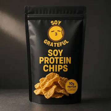 Soy Protein Chips Packaging for Soy Grateful - AI-generated packaging design concept