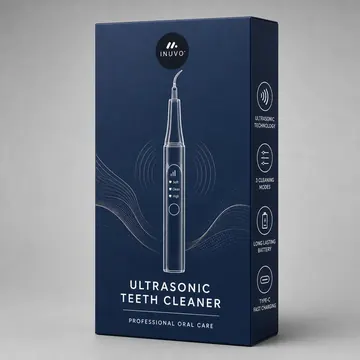 Ultrasonic Teeth Cleaner Packaging for Inuvo - AI-generated packaging design concept
