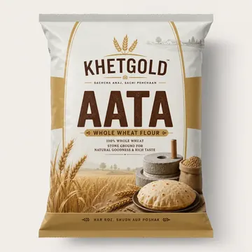 Aata Packaging for khetGold - AI-generated packaging design concept