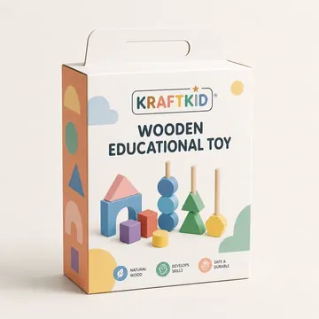 Wooden Eductional Toy Packaging for KRAFTKID - AI-generated packaging design concept
