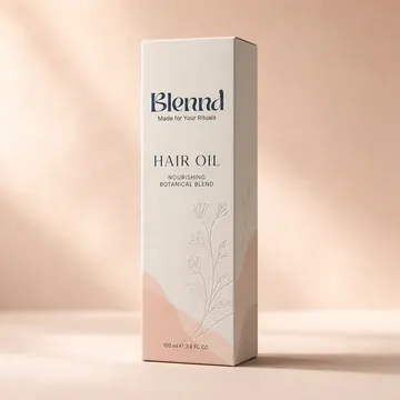 Hair Oil Packaging for Blennd - AI-generated packaging design concept