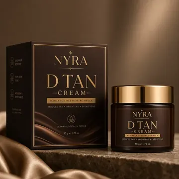 D Tan Cream Packaging for Nyra - AI-generated packaging design concept