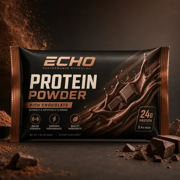 Protein Powder Packaging for Echo - AI-generated packaging design concept