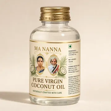 Virgin Coconut Oil Packaging for Ma Nanna - AI-generated packaging design concept