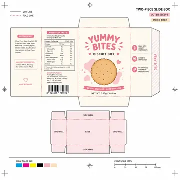 Biscuit Box Packaging for Yummy Bites - AI-generated packaging design concept