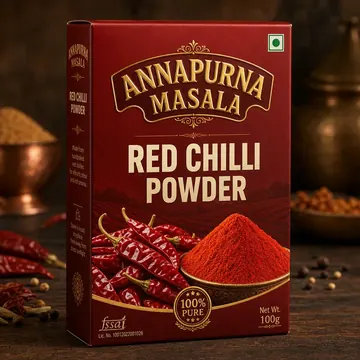 Red Chilli Powder Packaging for Annapurna Masala - AI-generated packaging design concept