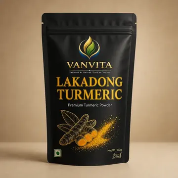 Lakadong Turmeric Packaging for Vanvita #1353 - AI-generated packaging design concept