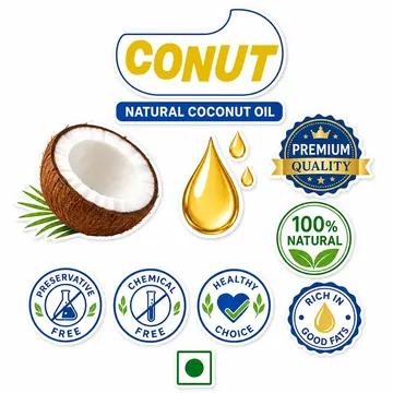 NATURAL COCONUT OIL Packaging for CONUT - AI-generated packaging design concept