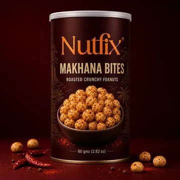 Roasted Foxnut Bites Packaging for Nutfix - AI-generated packaging design concept