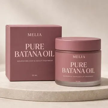 Pure Batana Oil Packaging for MELIA #1373 - AI-generated packaging design concept