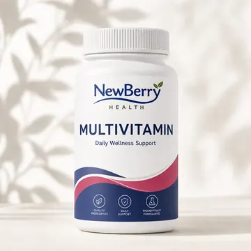 Multivitamin Packaging for NewBerry Health - AI-generated packaging design concept