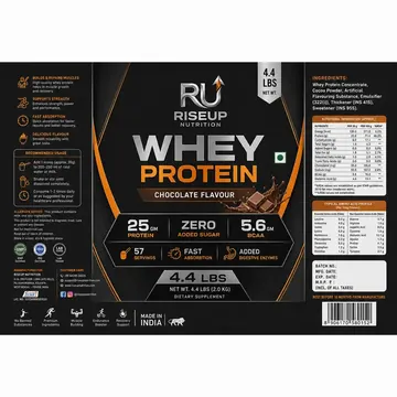 Whey Protein Packaging for Riseup Nutriton - AI-generated packaging design concept
