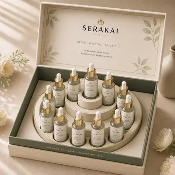 Face Serum Combo Pack Packaging for Serakai - AI-generated packaging design concept