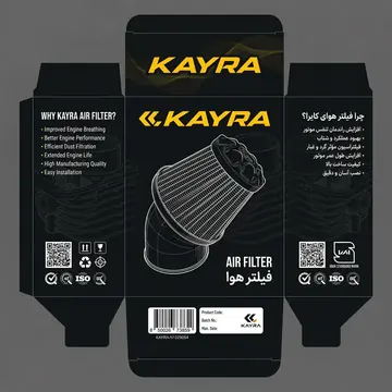 Motorcycle Air Filter Packaging for Kayra - AI-generated packaging design concept