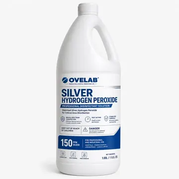Silver Hydrogen Peroxide Packaging for Ovelab - AI-generated packaging design concept