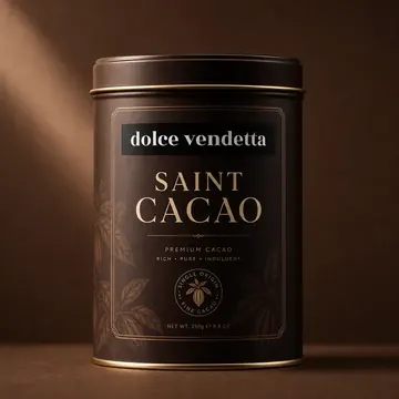 Saint Cacao Packaging for Dolce Vendetta - AI-generated packaging design concept