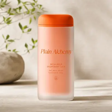 Refillable Deodorant Case Packaging for Plain Alchemy - AI-generated packaging design concept