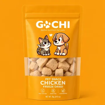 Pet Snack Chicken Freeze Dried Packaging for GOCHI - AI-generated packaging design concept