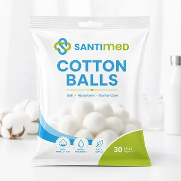 Cotton Balls Packaging for Santimed - AI-generated packaging design concept