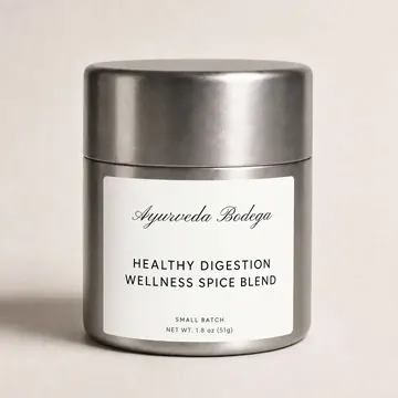 Healthy Digestion Wellness Spice Blend Packaging for Ayurveda Bodega - AI-generated packaging design concept