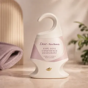 Rare Dove Confidence Deodorant Packaging for Dove X Rare Beauty - AI-generated packaging design concept