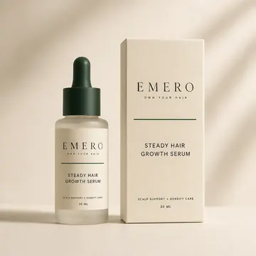 Steady Hair Growth Serum Packaging for Emero - AI-generated packaging design concept