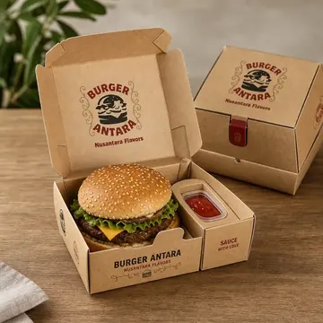 Burger Packaging for Burger Antara - AI-generated packaging design concept