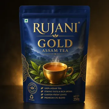 Tea Packaging for Rujani - AI-generated packaging design concept