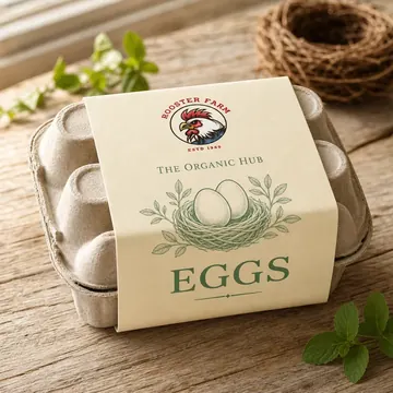 Eggs Packaging for The Organic Hub - AI-generated packaging design concept