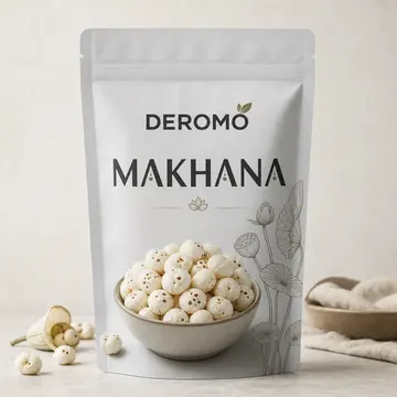 Makhana Packaging for Deromo - AI-generated packaging design concept