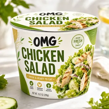 Chicken Salad Packaging for OMG - AI-generated packaging design concept