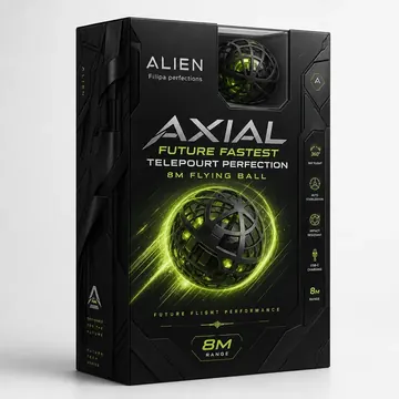 Axial Future Fastest Telepourt Perfection 8m Flying Ball Packaging for ALIEN Filipa Perfections - AI-generated packaging design concept