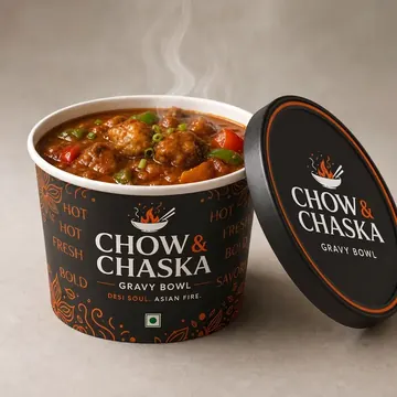 Gravy Bowl Packaging for Chow & Chaska - AI-generated packaging design concept