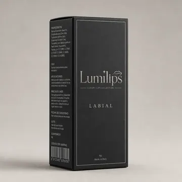 Labial Packaging for LumiLips - AI-generated packaging design concept