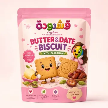 Butter And Date Biscuit Packaging for Tamoora - AI-generated packaging design concept