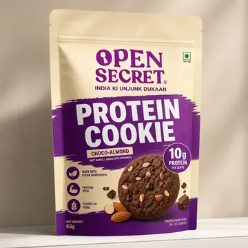 Protein Cookie Packaging for Open Secret | India Ki Unjunk Dukaan #1836 - AI-generated packaging design concept