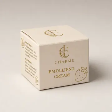 EMOLLIENT CREAM Packaging for CHARME - AI-generated packaging design concept