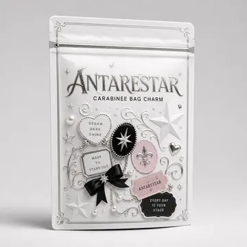 Carabinee Bag Charm Packaging for Antarestar - AI-generated packaging design concept