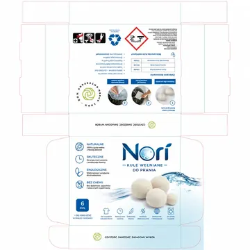 Kule Wełniane Do Prania Packaging for NORI - AI-generated packaging design concept