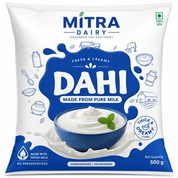 Dahi Packaging for Mitra Dairy - AI-generated packaging design concept
