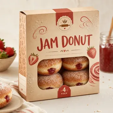 Jam Donut Packaging Design - AI-generated packaging design concept