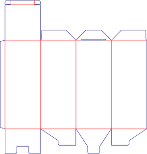 Flat dieline preview for Custom dimensions tuck end boxes pins dieline 100240