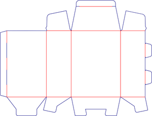 Flat dieline preview for Custom dimensions tuck end boxes back open dieline 103050