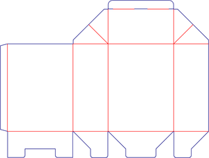 Flat dieline preview for Custom dimensions tuck end box variations angled opening dieline 110300