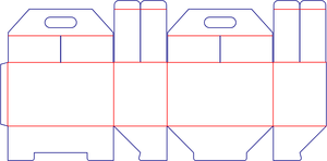 Flat dieline preview for FEFCO 0222 carrying handle top - snap lock bottom box dieline
