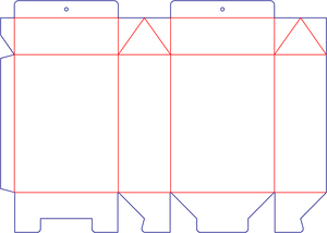 Pratinjau pola potong datar · Pola potong kotak lipat