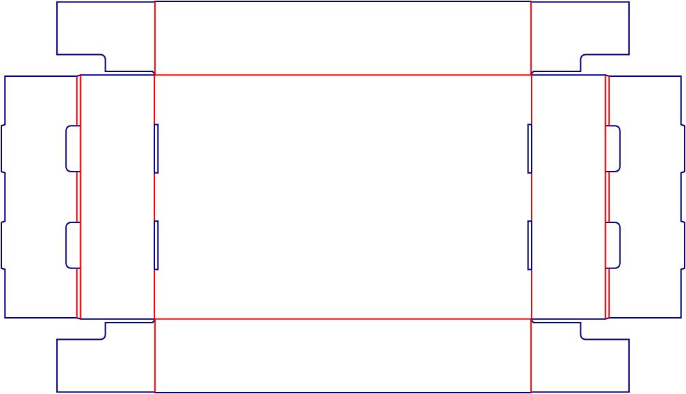 Flat dieline preview for FEFCO 0435 tray with self locking wall dieline