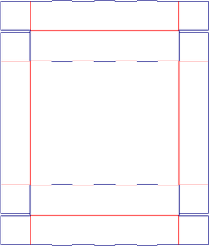 Flat dieline preview for FEFCO 0424 tray with self locking wall dieline