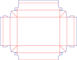 Pratinjau pola potong datar · Pola potong kotak baki