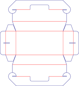 Flat dieline preview for Custom dimensions tray boxes trapezoid dieline 121100